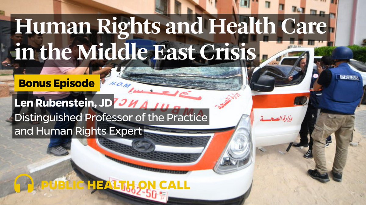 The Geneva Convention sets out specific protections for health care in war—dating back to the 1860s. @CPHHR’s @lenrubenstein talks with @DrJoshS about the core elements of these laws and how they apply to the current conflict in the Middle East. johnshopkinssph.libsyn.com/bonus-human-ri…