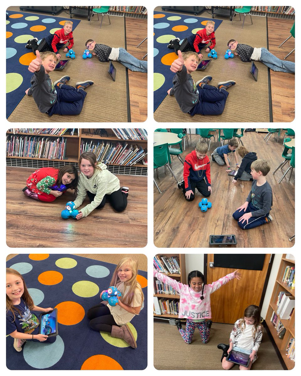 Dash & Dot Robots in Library with Ms. Dyer and Ms. Vitale! @psd_ri @PSDITCrew