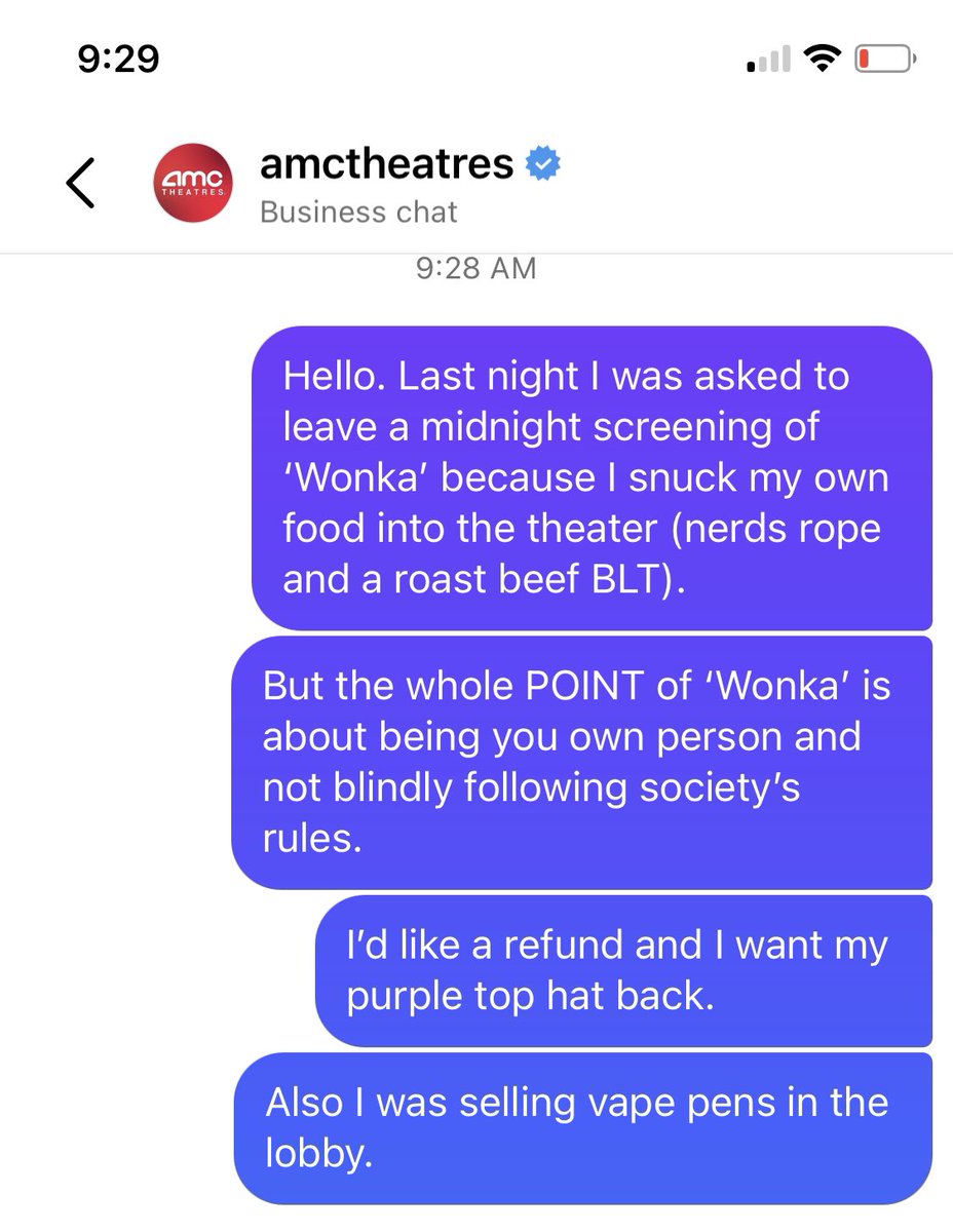 Got kicked out of Wonka