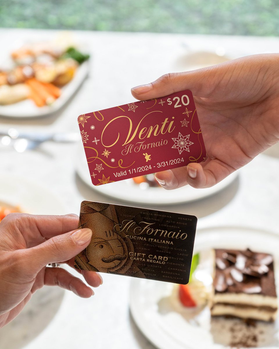 The ones you love deserve the best, give the gift of Italian🇮🇹

When you purchase $100 worth of gift cards, you will receive a $20 Complimenti Card!