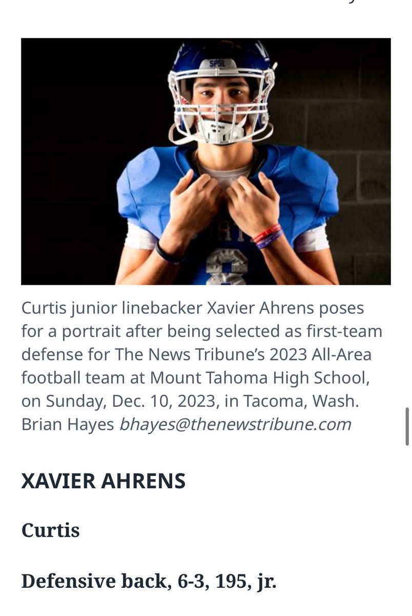 xavierahrens8's tweet photo. Very thankful to be named 1st team all area DB https://t.co/4xEvHxMxWk