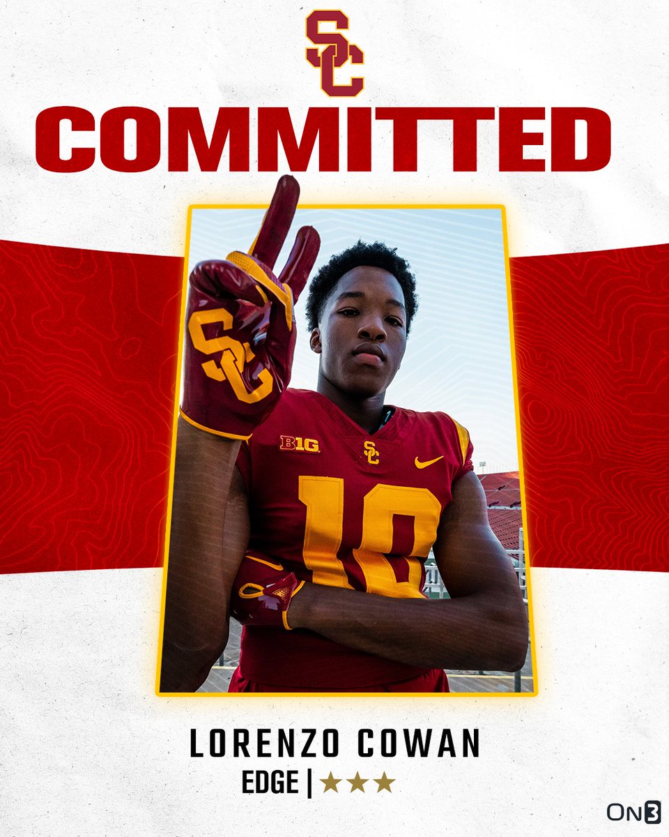 On3 Recruits (@on3recruits) on Twitter photo 🚨BREAKING🚨 2024 EDGE Lorenzo Cowan has committed to USC✌️
More from <a href="/ChadSimmons_/">ChadSimmons</a>: on3.com/college/usc-tr… 🚨BREAKING🚨 2024 EDGE Lorenzo Cowan has committed to USC✌️
More from <a href="/ChadSimmons_/">ChadSimmons</a>: on3.com/college/usc-tr…