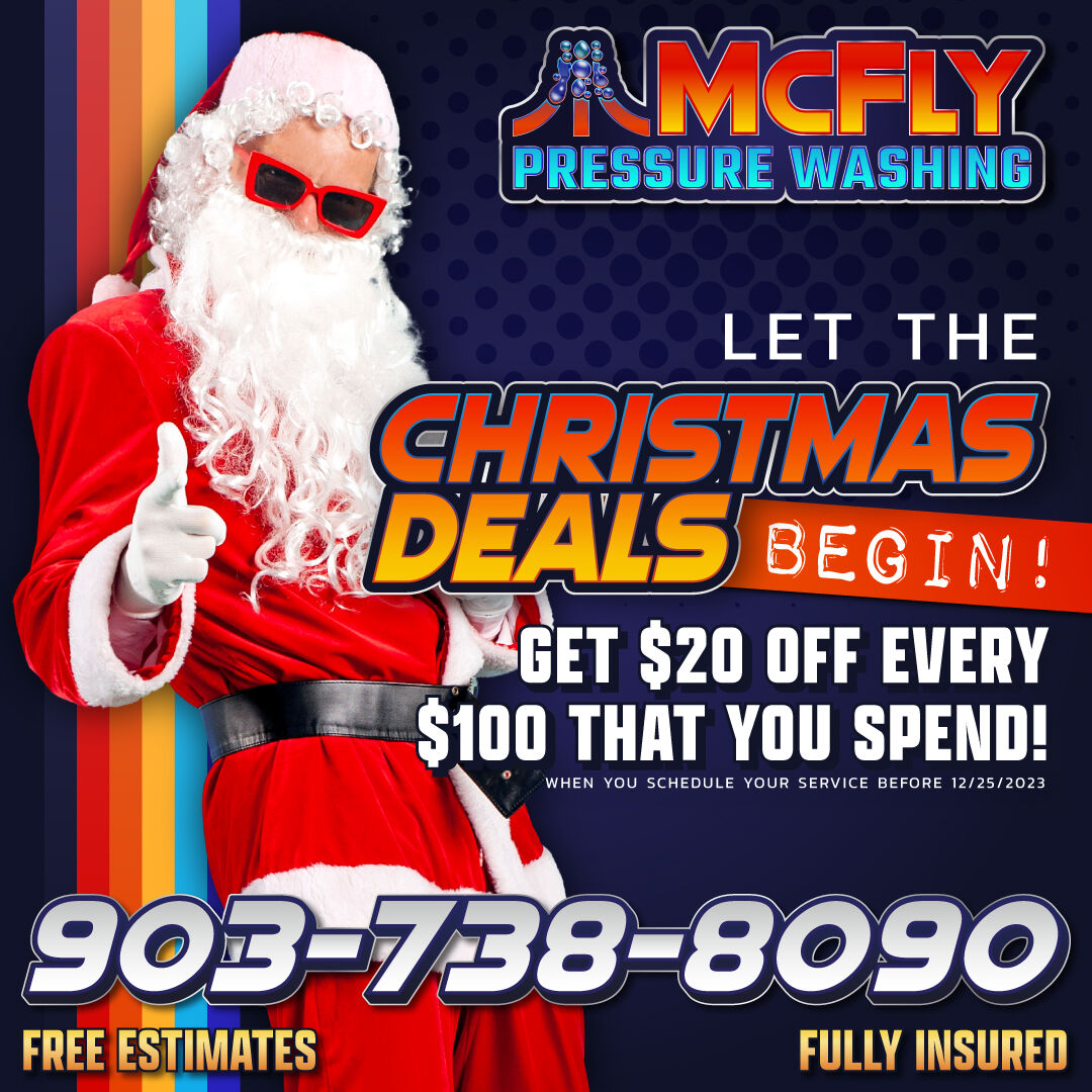 Let the Christmas Deals begin! 🎄🎁 
🤑 $20 Off Every $100 that you spend!
 
📞🗨 Call or message now for an affordable quote!
 
#mcflypressurewashing #fullyinsured #satisfactionguaranteed #lettheproshandleit #christmasdeal #christmassavings #christmascleanup #christmas2023