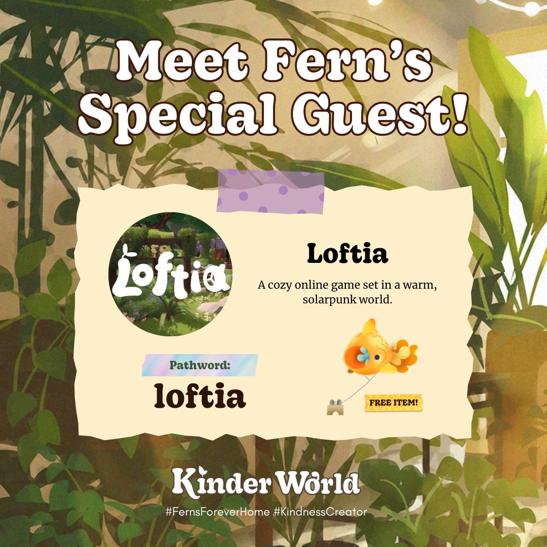 After taking Kickstarter by storm earlier this year, @loftiadev is ready to change the world of cozy gaming with their upcoming Solarpunk MMO! 🌞 Use their #KindnessCreator Pathword to make your Kinder World room a little more sustainable, with an impressive goldfish turbine! 🐟