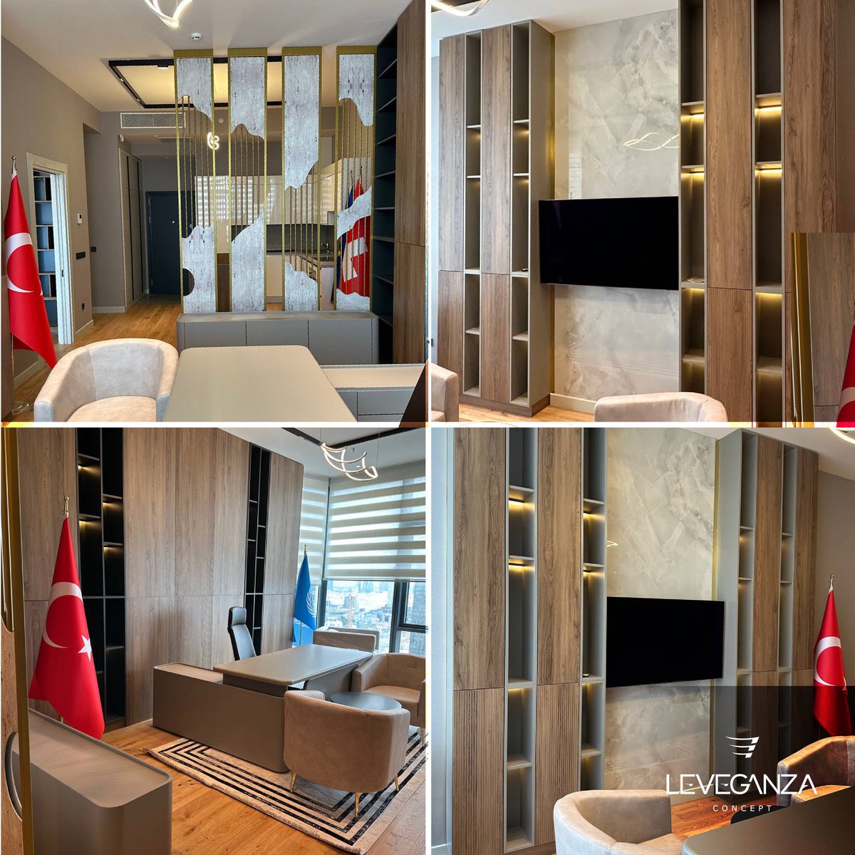 من تصميم وتنفيذ شركة ليڤجانزا للديكور والهندسة الداخلية⚜️ 📍Istanbul, Sinpaş Office Project Project Year : 2023 • 𝐋𝐄𝐕𝐄𝐆𝐀𝐍𝐙𝐀.. you Dream and we Design ⚜️ • #Leveganza #concept #interiordesign #decor #design #interior #villa #luxury #istanbul