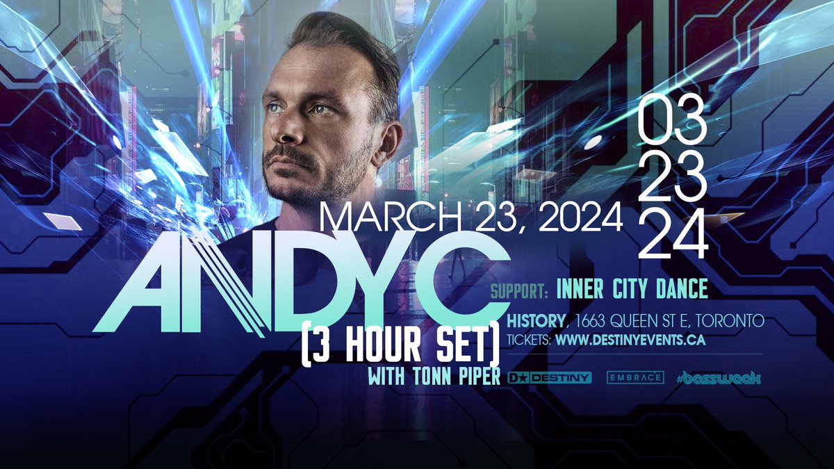 JUST ANNOUNCED: Drum'n'bass master Andy C returns once again to Toronto on March 23rd at History!  Presale: Mon Dec 18th | code: FIRE RSVP: tinyurl.com/mwbyf37h