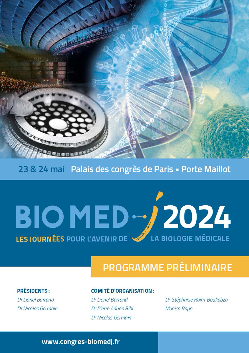 Congrès BIOMED-j 2024 - Pas encore inscrit ? C'est par ici 👉 congres-biomedj.fr/inscriptions-2… Retrouvez le programme préliminaire de cette nouvelle édition qui se tiendra les 23 et 24 mai 2024 au Palais des Congrès de Paris (Porte Maillot) urlz.fr/oWks