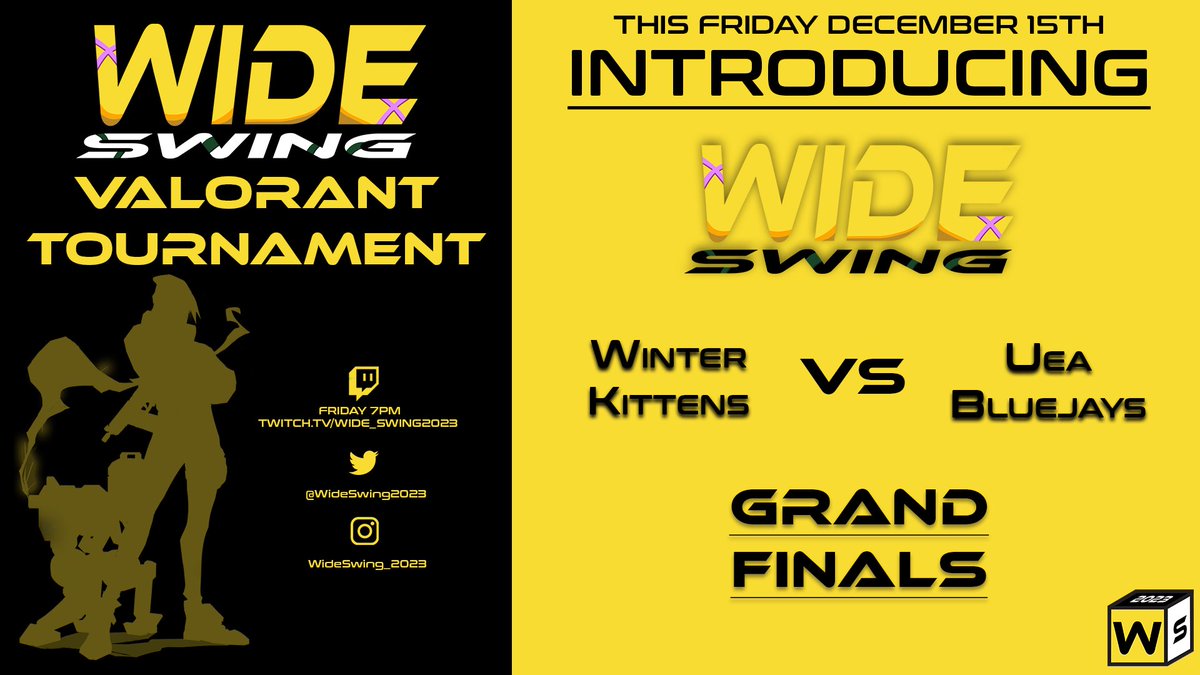 Welcome to the final week of Wide Swing 2023 Our grand finalists Live at 19:00 watch on twitch - - - #valorant #university #riotgames #tournament #twitch #streaming #wideswing #valorantuk @valorant @riotgames