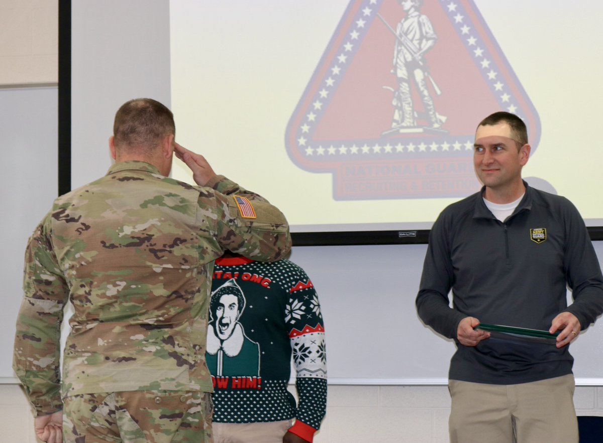 CONGRATULATIONS! Yesterday, during the
Kansas Army National Guard's Recruiting and
Retention Battalion's annual Christmas party, several
members of the organization were awarded various
metals and ribbons for their hard work and dedication!