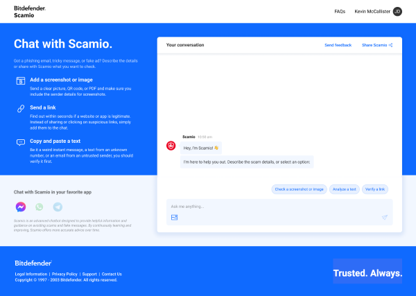 netzpalaver's tweet photo. Kostenfreier Chatbot-Dienst Scamio bietet KI-Dienst zum Erkennen von Betrugsversuchen
#Betrugsversuch @Bitdefender_DE #Chatbot #Cyberkriminelle #Cybersecurity #künstlicheIntelligenz #Malware #Scamio #Security #SocialEngineering
https://t.co/lBkHzK4DyR https://t.co/6QBaHalfzT