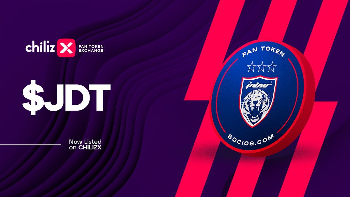 📢 The Johor Darul Ta'zim F.C. $JDT Fan Token is now listed on ChilizX.com Check the JDT/CHZ token pair 👉 bit.ly/JDTCHZPair $JDT ⚡ $CHZ