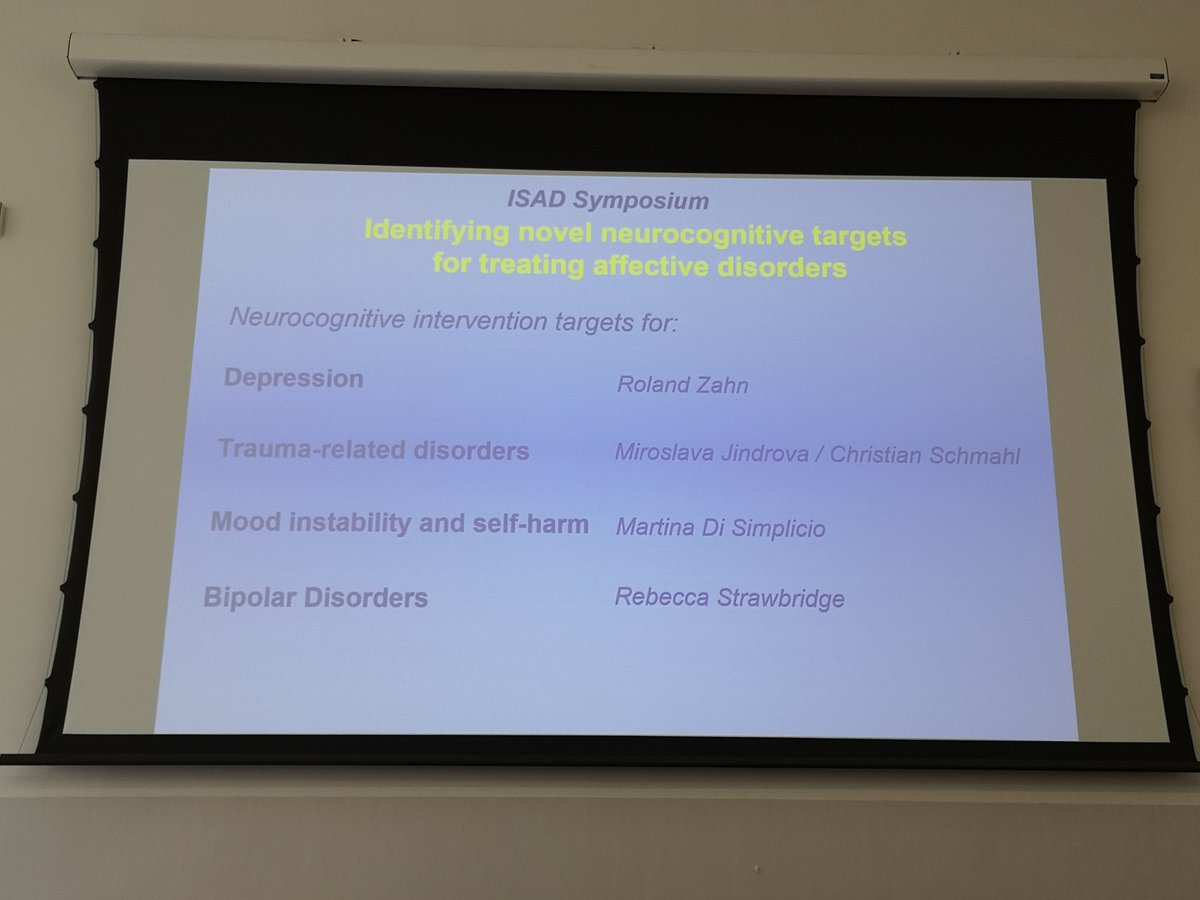 kclcfad's tweet photo. Welcome to the fifth #ISAD2023 Symposium on “Identifying novel neurocognitive targets for treating #affectivedisorders” chaired by Prof @roland_zahn. Exciting speaker line up: Dr Miroslava Jindrova, Dr Martina Di Simplicio, & Dr @Strawbr1
THREAD https://t.co/rzyi7EH83w