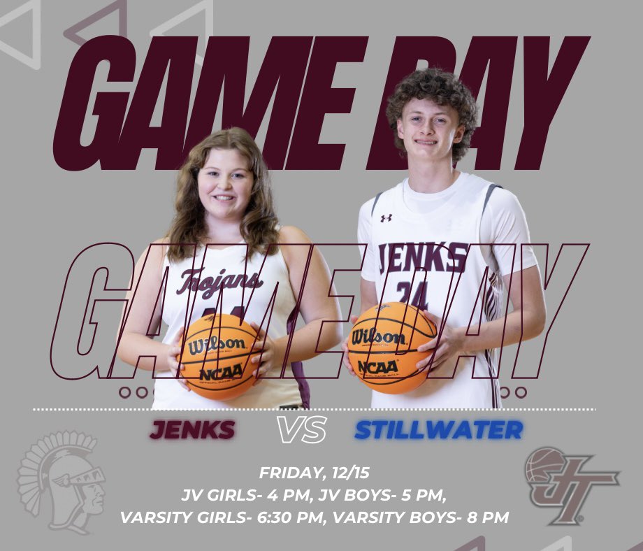 Trojans play AWAY today in Stillwater 🏀

🆚 Stillwater High School
⏰ JV Girls-4 PM, JV Boys- 5 PM, Varsity Girls- 6:30 PM, and Varsity Boys- 8 PM

#jenkstrojanbasketball