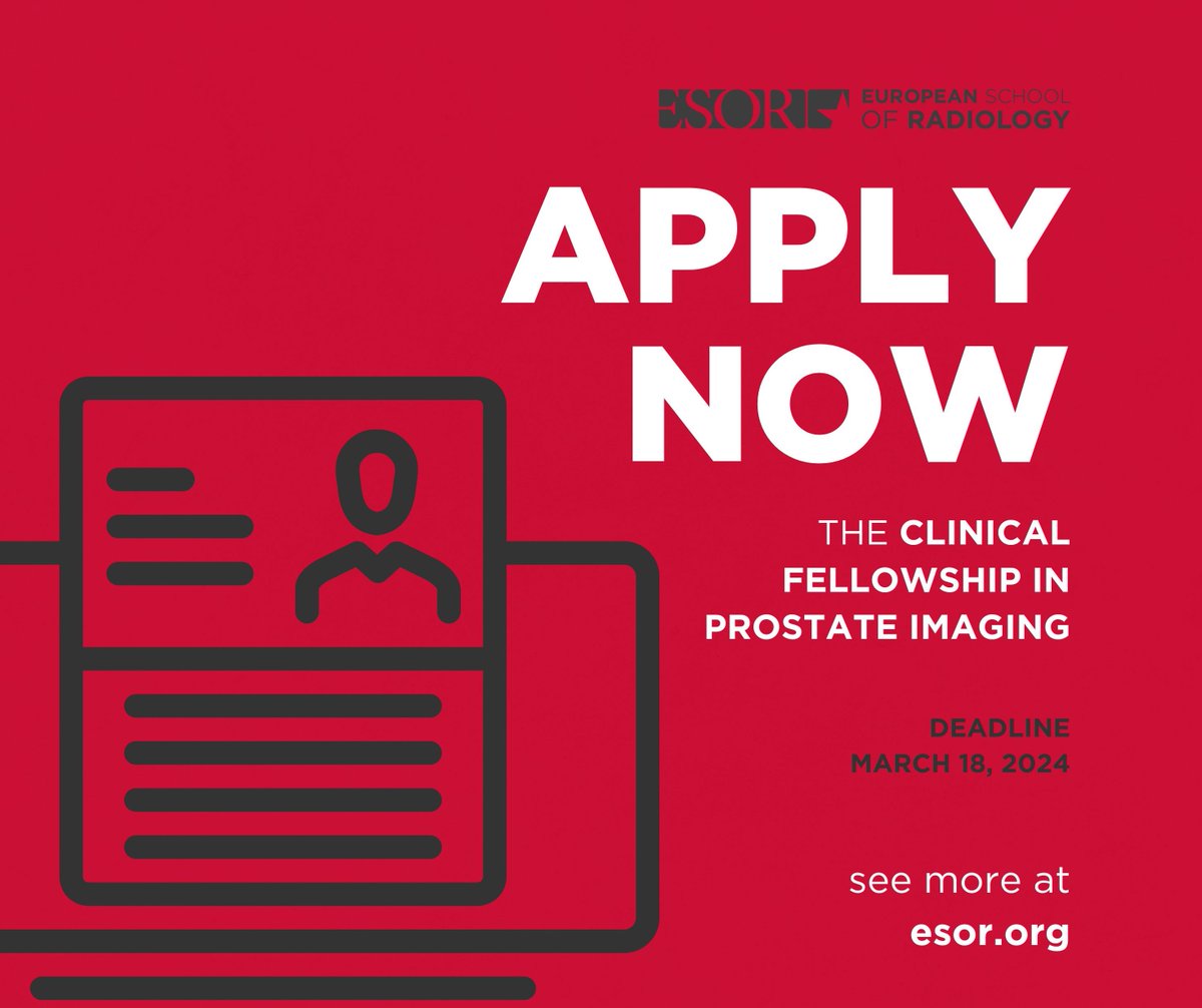 New year - new opportunities! Now is your chance to apply for the Clinical Fellowship in Prostate Imaging with The Hirslanden Clinic in Zurich, Switzerland. Read more: buff.ly/47P8Ual #radiology #fellowship @myesr