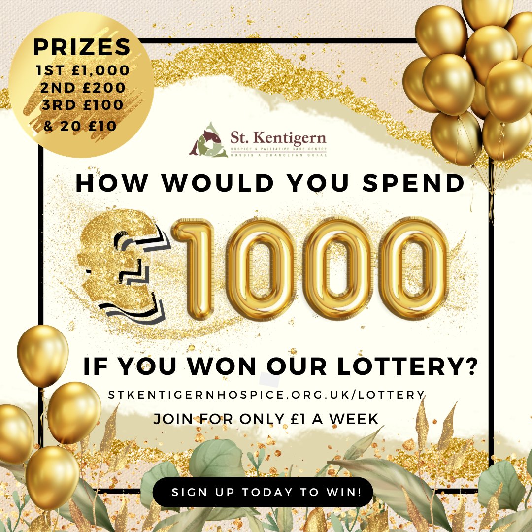 Next week it's a rollover of £4,000! 🎉 🪙 Join our Hospice Lottery and be in with the chance of winning £1,000, £200, £100, 1 of 20 £10 prizes! Are you one of our lucky winners? 👇 stkentigernhospice.org.uk/lottery-result… #lotteryrollover