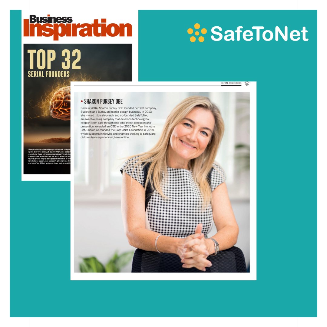 Our Co-Founder, Sharon Pursey OBE, has been highlighted by @businessleader magazine as one of the Top32 Serial Founders in the UK. Sharon is one of the driving forces behind our growth and our mission to keep children safe online. A well deserved recognition! #Founder #SafetyTech