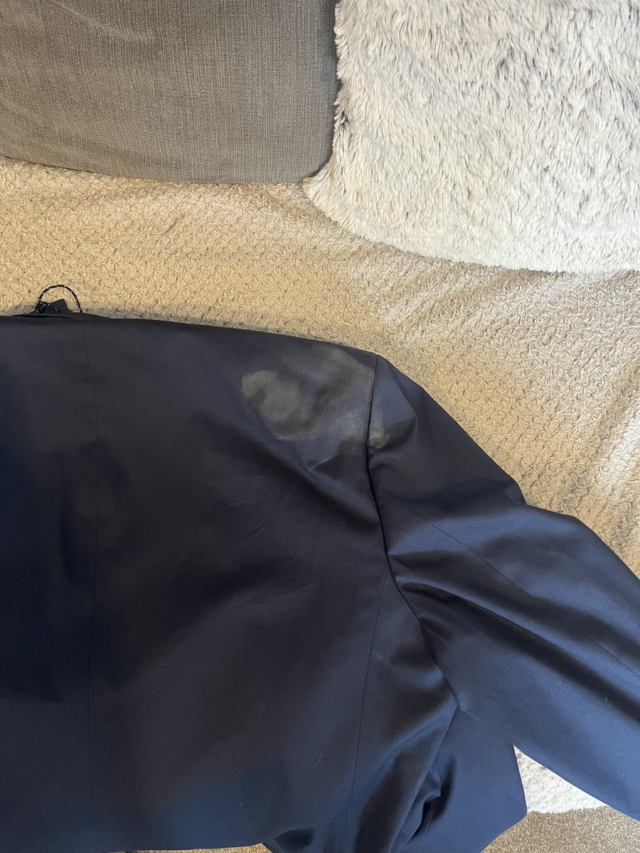 hawkey6's tweet image. Received my order today from @Crew_Clothing and there is a stain/footprint mark on my blazer needed for a wedding tomorrow. To say I’m disappointed is an understatement.