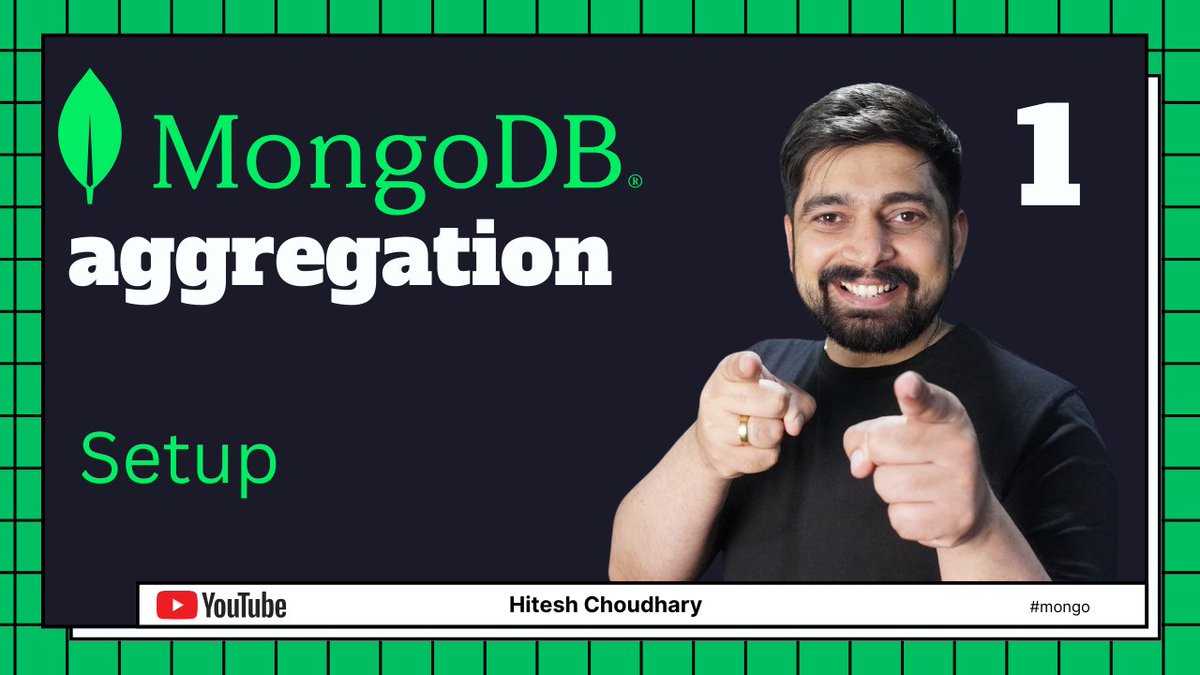 Hiteshdotcom's tweet image. Learn @MongoDB aggregation pipelines. If you are done creating basic MongoDB CRUD apps, take things to next level by using stages and aggregation pipelines with this easy to follow guide. This is a 7 part video series. Please reshare