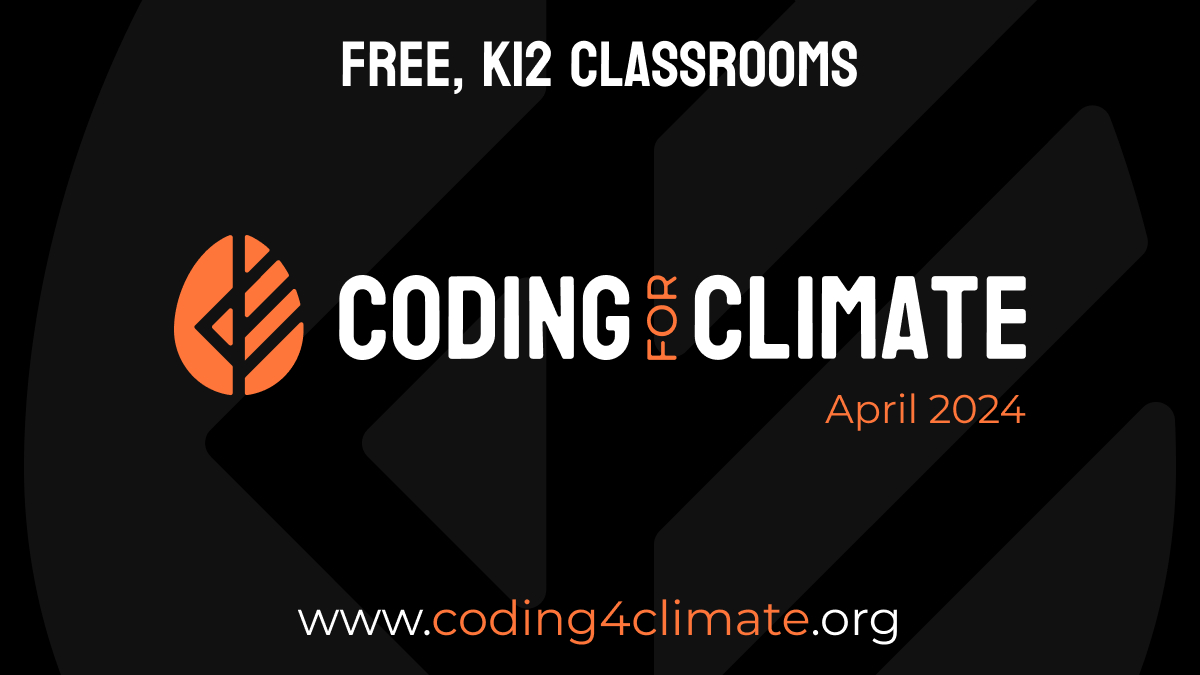 Introducing something NEW! Coding for Climate - April 2024 Registration open now: coding4climate.org 🟠Free, open to all ⬛️Gamified experience for K-12 classrooms 💜Coding, collaboration, creative problem-solving #coding4climate #ClimateActionEdu #edtech #COP28