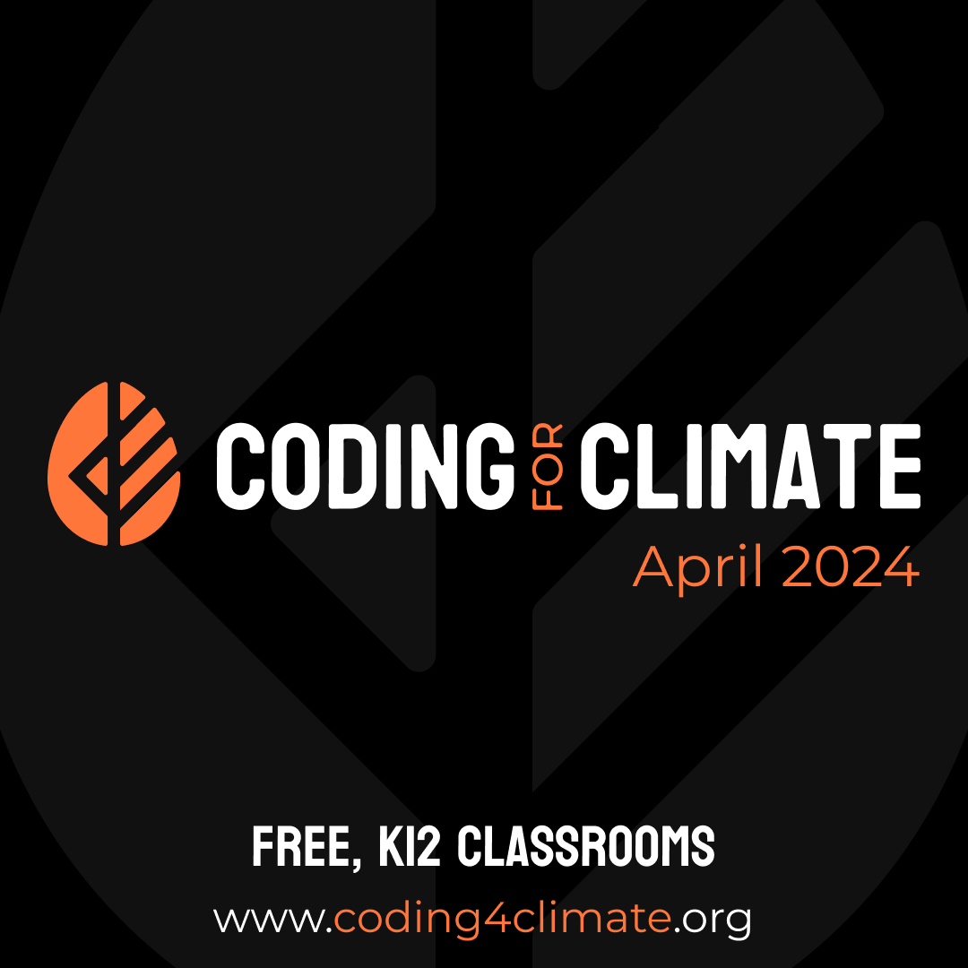 Introducing #Coding4Climate April 2024 Registration open now: coding4climate.org 🟠Free, open to all ⬛️Gamified experience for K-12 classrooms 💜Coding, collaboration, creative problem-solving By @takeactionedu, #ClimateActionEdu #ISTELive #EarthDay #COP28 #CSforAll