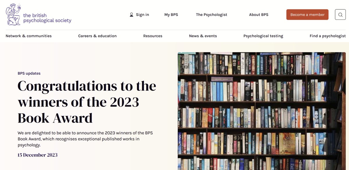 Amazing news, tremendously honored to find out that #FOOLPROOF has been awarded the Best Book Prize in popular science from the British Psychological Society @BPSOfficial thanks so much for this recognition🙏 bps.org.uk/news/congratul… @4thEstateBooks @CambPsych @Cambridge_Uni