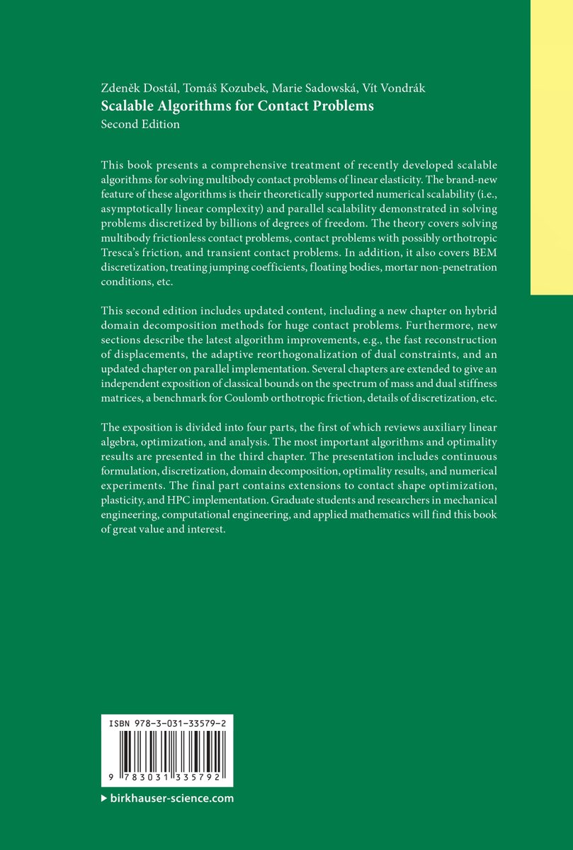 IT4Innovations's tweet image. 📚 Discover innovative #ScalableAlgorithms for multibody #contactproblems in 'Scalable Algorithms for Contact Problems' by @vsbtuo authors.
Dive into insights on challenges in #linearelasticity
👉 doi.org/10.1007/978-3-…
#newbook #bookrelease