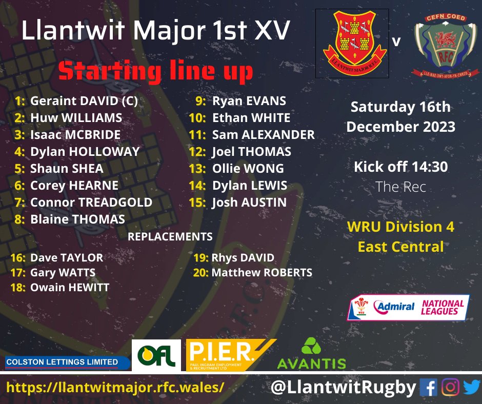 Our 1st XV welcome @CefnRugby to The Rec tomorrow as we head in to the back half of the league campaign. We are looking forward to a bumper crowd as we aim to Rock The Rec as we help cheer our boys on their promotion push.