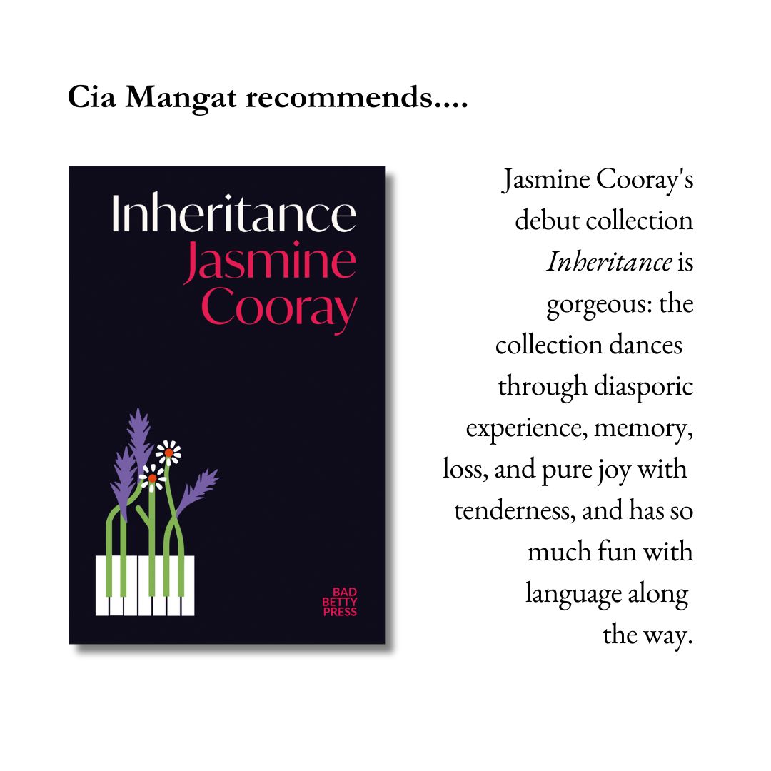 Day twenty six of The Poetry Society's #BooksOfTheYear Cia Mangat (@jalebibaby) recommends Jasmine Cooray's (@JasmineCooray) 'Inheritance' (@badbettypress)