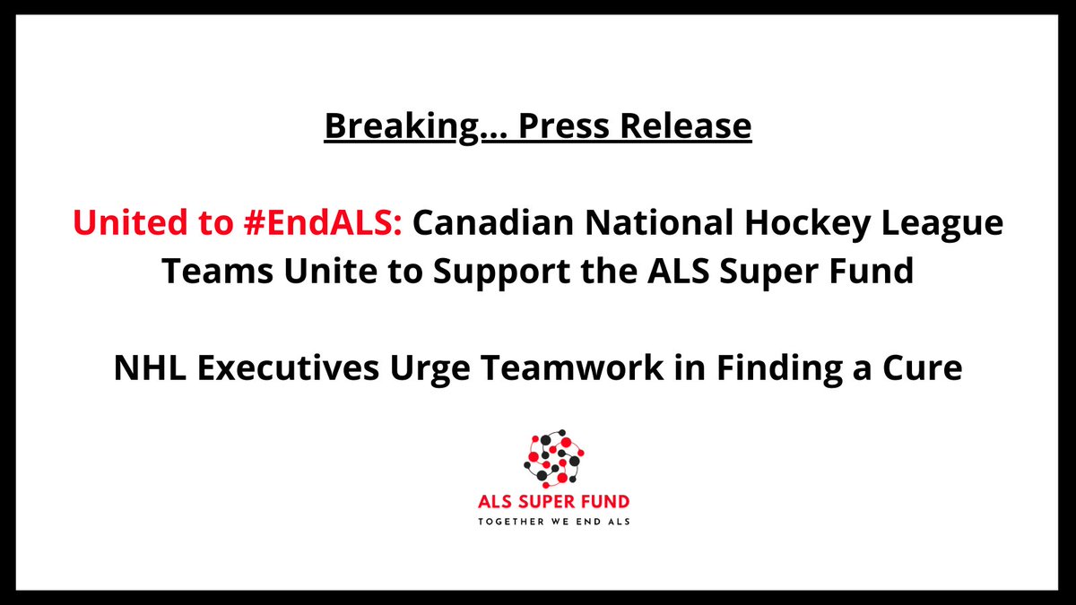 🏒 7 Canadian NHL teams joining forces to #EndALS! We are excited to launch this incredible campaign to raise awareness and funds for ALS research.
Kudos to our leader Mark Kirton for making this a reality.
alssuperfund.ca/news/press-rel…