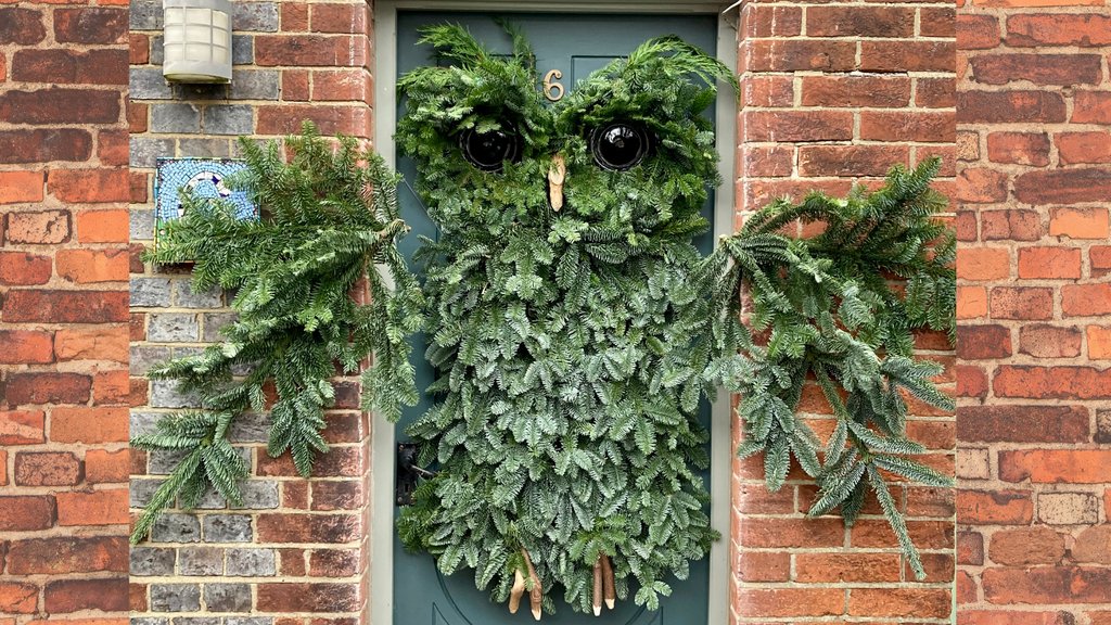 #OwlishMonday Appreciating once again this amazing #Christmas wreath from a door in Lewes, East Sussex, 2021🦉🎄 📷Grant Rooney/Alamy tinyurl.com/ye22w59k