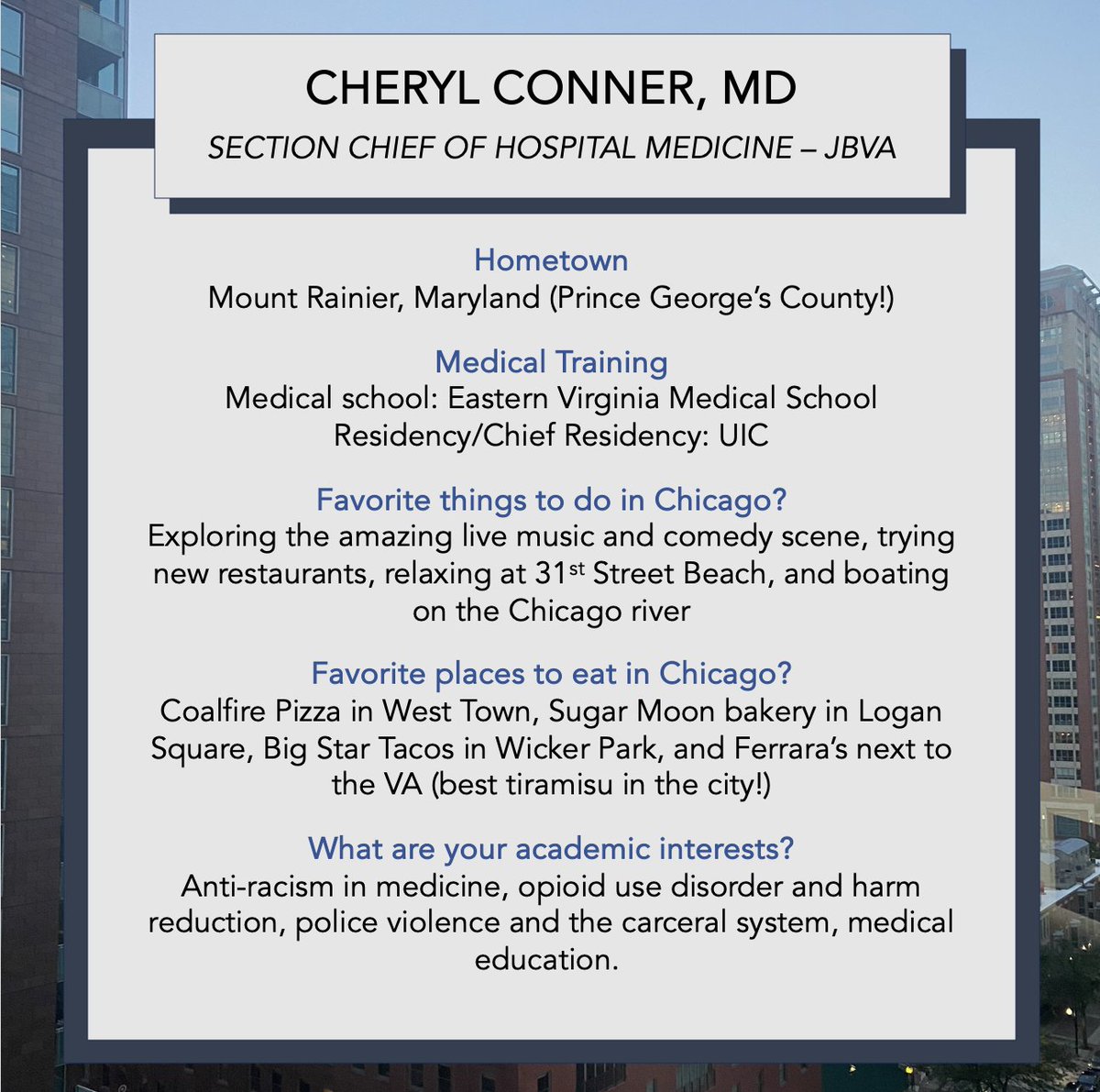 This week's Faculty spotlight: Cheryl Conner! #GoFlames #UICIM