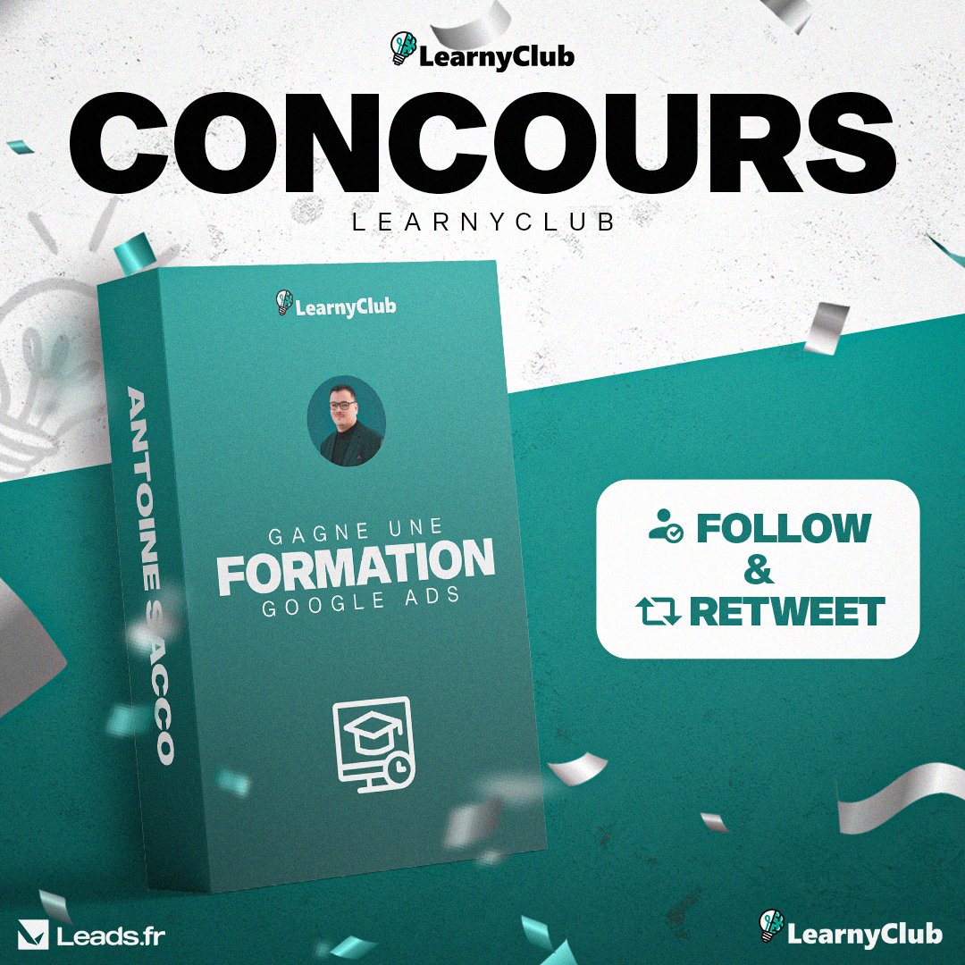 Learnyclub's tweet photo. 🎊 CONCOURS #LearnyClub 🎊

Google Ads : Stratégie d’optimisation et conversion d’une landing page ! (valeur 237€)

👇🏻 Pour participer :

🔄 Follow @Learnyclub &amp; @AntoineSacco
➡️ RT &amp; Like

TAS dans 48h ! 🍀 https://t.co/vPBhyI7hhu