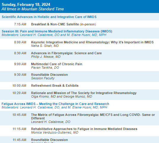 Come to our CME event in sunny AZ or register virtually for FREE and hear DAY2 unique sessions on Integrative RHEUM IMM care focus PAIN and FATIGUE- #LongCovid @alessia_alunno @CreakyJoints @AWIRGROUP @RheumAPP @RNSociety @UnabridgedMD clevelandclinicmeded.com/live/courses/c…