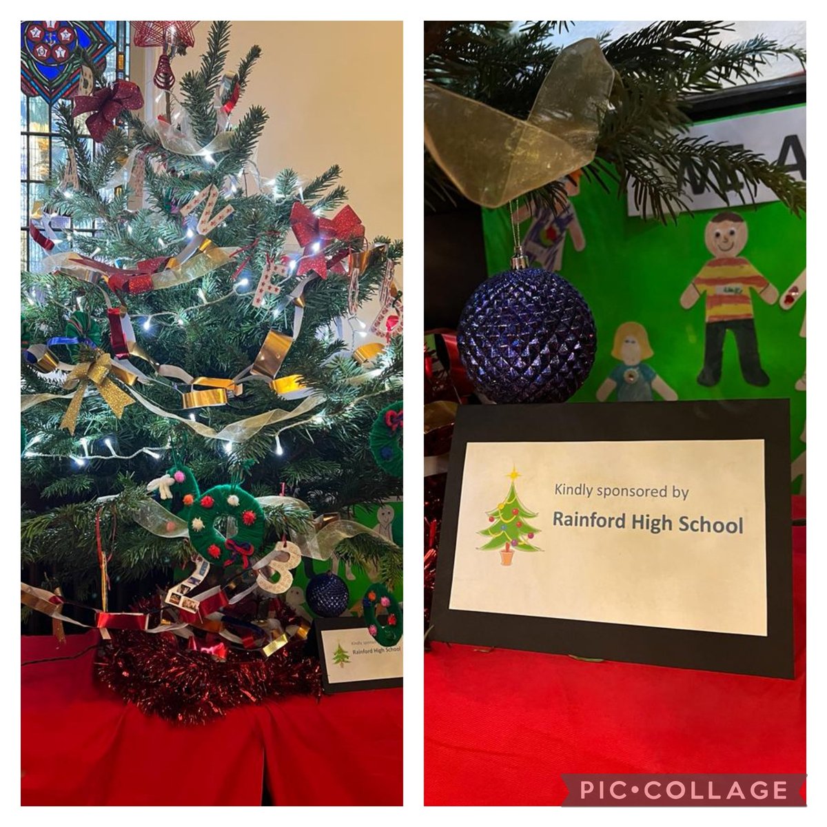 The Rainford High Christmas tree sitting proudly in St. Aidens church. Our CC group did a wonderful job of decorating the tree #EveryoneMatters #EveryoneHelps #EveryoneSucceeds