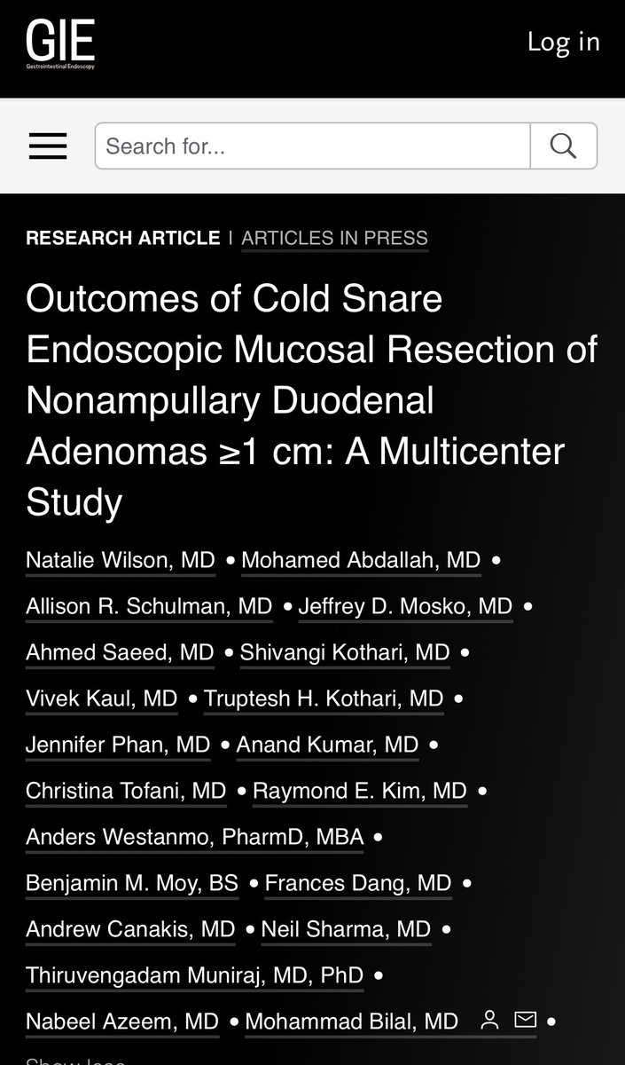 Mohammad Bilal, MD (@bilalmohammadmd) on Twitter photo Is Cold 🥶the new Hot 🔥for #DuodenalEMR ? - now in <a href="/GIE_Journal/">GIE</a>
Thank you to all co-authors !
<a href="/nataliejowilson/">Natalie Wilson, MD</a> <a href="/allie_schulman/">Allison Schulman MD, MPH</a> <a href="/jmosko29/">Jeff Mosko</a> <a href="/DrSaeeeed/">Ahmed Saeed, MD, DABOM</a> <a href="/JennPhanMD/">Jenn Phan MD</a> <a href="/ShivangiKMD/">Shivangi Kothari</a> <a href="/drKumarGI/">Anand Kumar, MD MPH FASGE</a> <a href="/neilRsharmaMD/">Neil Sharma, M.D. FASGE, FACG, AGAF</a> <a href="/ThiruMunirajMD/">Thiru Muniraj, MD, PhD, FACG, FRCP</a> <a href="/AndrewCanakis/">Andrew Canakis</a> <a href="/mabdallahmd/">Mohamed Abdallah, MD</a>
giejournal.org/article/S0016-… Is Cold 🥶the new Hot 🔥for #DuodenalEMR ? - now in <a href="/GIE_Journal/">GIE</a>
Thank you to all co-authors !
<a href="/nataliejowilson/">Natalie Wilson, MD</a> <a href="/allie_schulman/">Allison Schulman MD, MPH</a> <a href="/jmosko29/">Jeff Mosko</a> <a href="/DrSaeeeed/">Ahmed Saeed, MD, DABOM</a> <a href="/JennPhanMD/">Jenn Phan MD</a> <a href="/ShivangiKMD/">Shivangi Kothari</a> <a href="/drKumarGI/">Anand Kumar, MD MPH FASGE</a> <a href="/neilRsharmaMD/">Neil Sharma, M.D. FASGE, FACG, AGAF</a> <a href="/ThiruMunirajMD/">Thiru Muniraj, MD, PhD, FACG, FRCP</a> <a href="/AndrewCanakis/">Andrew Canakis</a> <a href="/mabdallahmd/">Mohamed Abdallah, MD</a>
giejournal.org/article/S0016-…