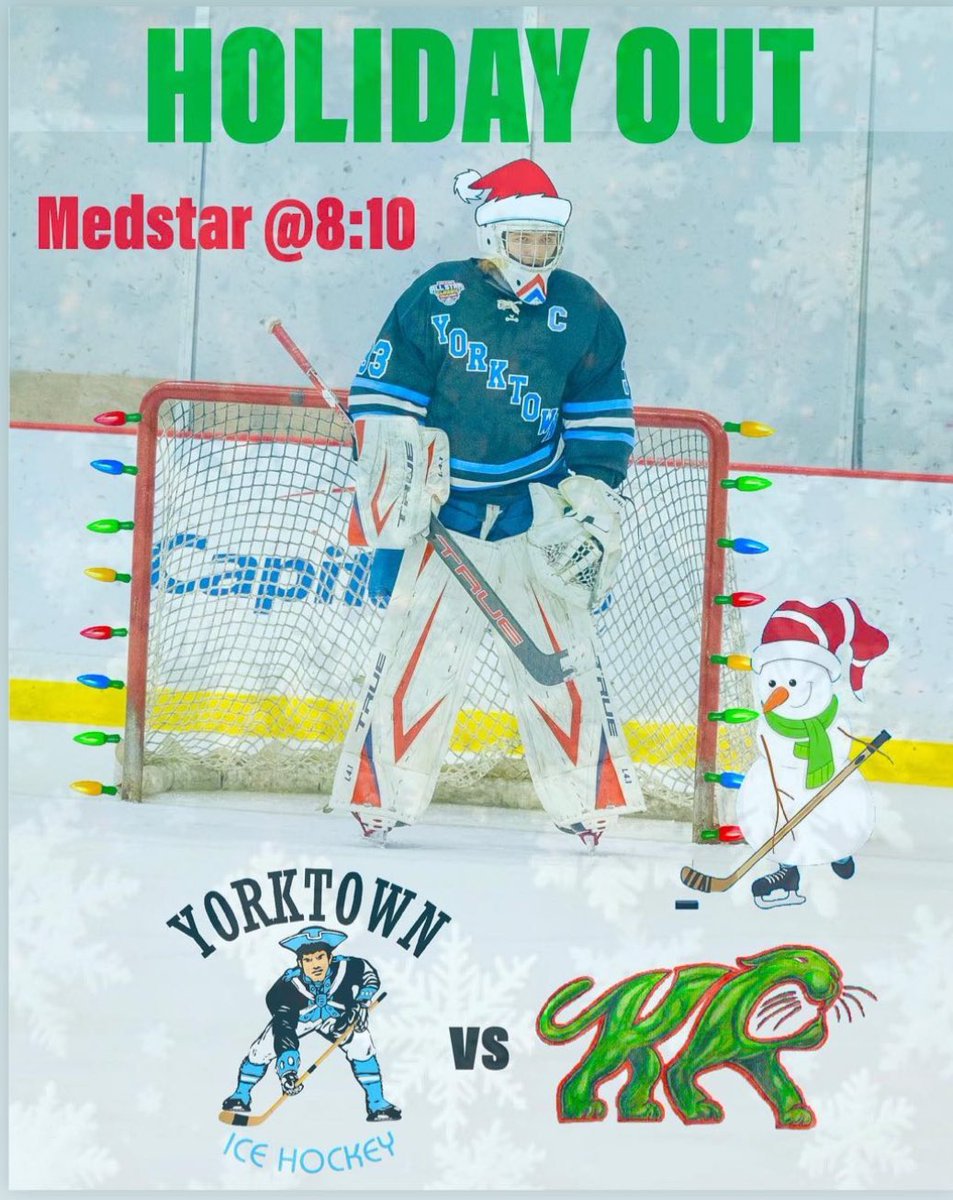 Yorktown Hockey (@yorktownhockey) on Twitter photo Last varsity game of the NVSHL calendar year vs Kettle Run/Rappahannock tonight at Medstar at 8:10!! It’s a holiday out!! <a href="/WashPostHS/">WashPost HS Sports</a> <a href="/yhssports/">Yorktown Athletics</a> <a href="/CRHRHockey/">ChesapeakeRegHKYRev</a> <a href="/hockeynightnova/">Hockey Night in NoVa</a> Last varsity game of the NVSHL calendar year vs Kettle Run/Rappahannock tonight at Medstar at 8:10!! It’s a holiday out!! <a href="/WashPostHS/">WashPost HS Sports</a> <a href="/yhssports/">Yorktown Athletics</a> <a href="/CRHRHockey/">ChesapeakeRegHKYRev</a> <a href="/hockeynightnova/">Hockey Night in NoVa</a>