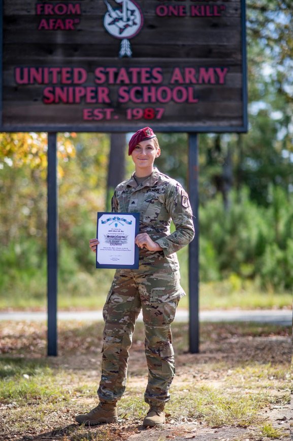 Huge shoutout to SGT Maciel Hay, for becoming the first active-duty female U.S. Army sniper!   Congrats! And keep crushing it!