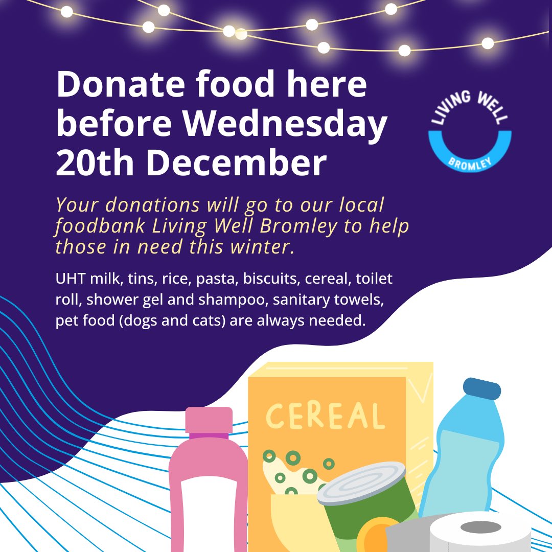 Community means the world to us. As foodbanks brace for winter, we've put collection points in our #Sydenham & #Penge offices. Donations go to @LWBromley who provide brilliant support for those in need. Goods received before 5pm Weds will reach the foodbank before Christmas ❤️