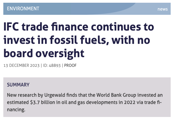 New in #ObserverWinter23: @urgewald research finds @WorldBank invested an estimated $3.7 billion in oil and gas in 2022 via trade financing. With over 70% of trade finance given out in secrecy, the Bank is a long way from aligning with #ParisAgreement tinyurl.com/IFCTrade
