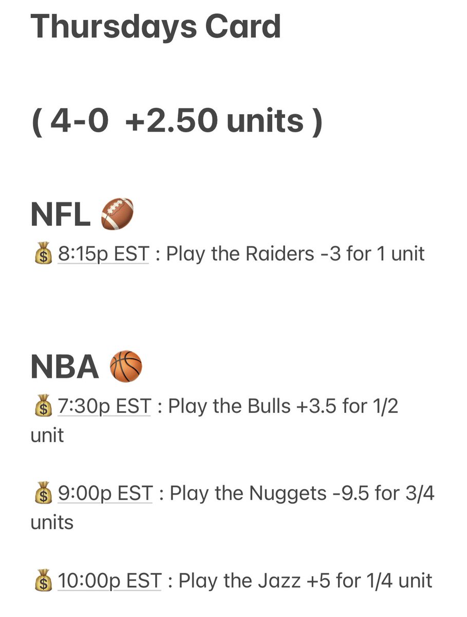 JFirestoneMPSC's tweet image. If only every night could be like last night. I can’t remember having a night with 4 EASIER wins

A 4-0 CLEAN SWEEP of our card including a ridiculous Raiders win and a 3-0 #NBA night

Thanks to everyone who was with us

BOWL SEASON is here! Hop on board

#GamblingTwitter #NFL