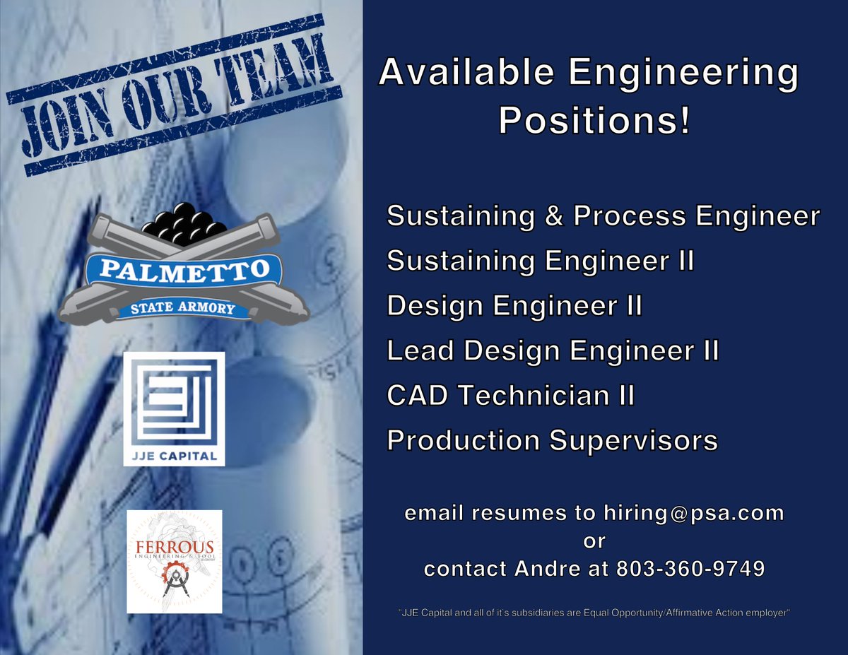 We are looking for Engineering professionals to join our team!

Email resumes to hiring@psa.com or contact André Bourgeois for more information at 803-360-9749.

#NowHiring  #Engineering  #engineeringcareers #Engineering  #designengineers  #SouthCarolina  #careersearch  #cad