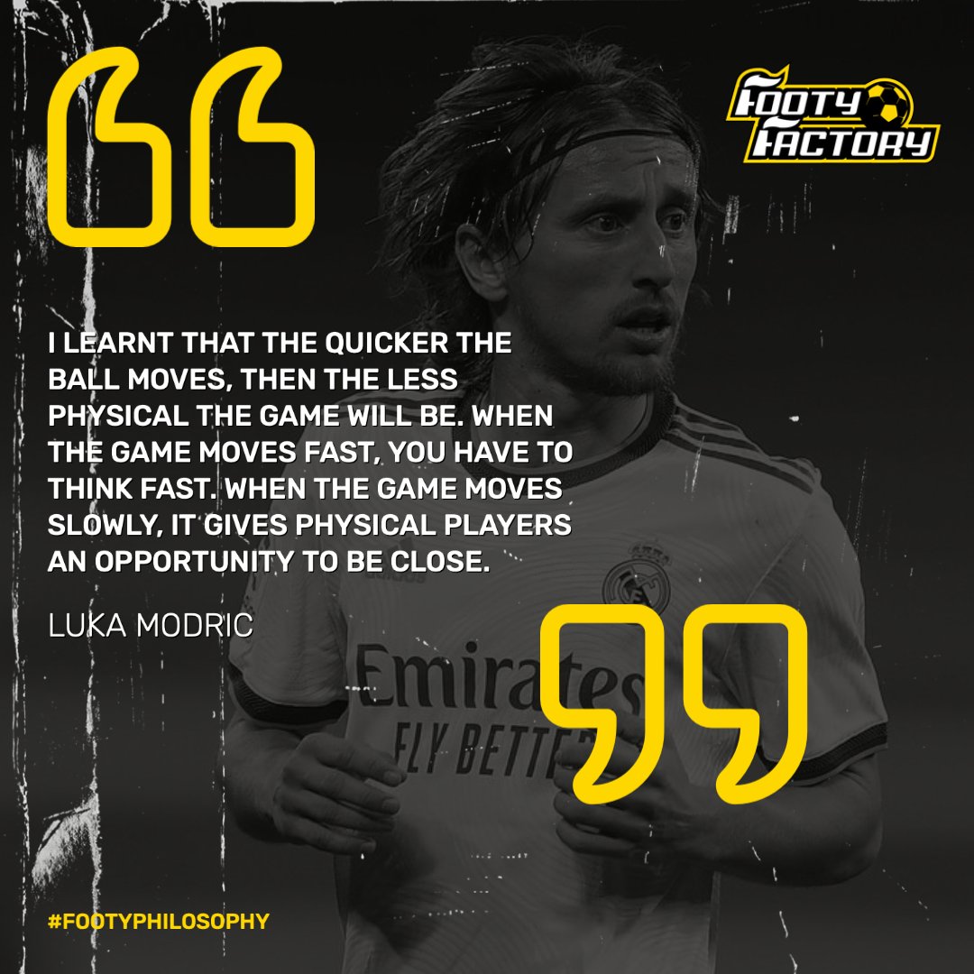 Mental &amp; technical speed protects you from physical speed, and it's a massive reason why he has stayed at the top of the game in the most demanding position for so many years. How much longer will Luka Modric have the capacity to produce at the highest level?

#FOOTYPHILOSOPHY 💭
