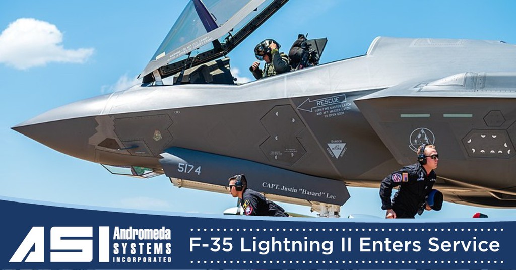 inc_andromeda's tweet photo. In December 2006, the Lockheed Martin F-35 Lightning II Enters Service. Andromeda Systems Incorporated is part of the development team for a fully comprehensive condition-based and prognostic health diagnostic and mitigation program for the F-35 Program Office.

#AndroSysInc https://t.co/ZRM6IE90xh