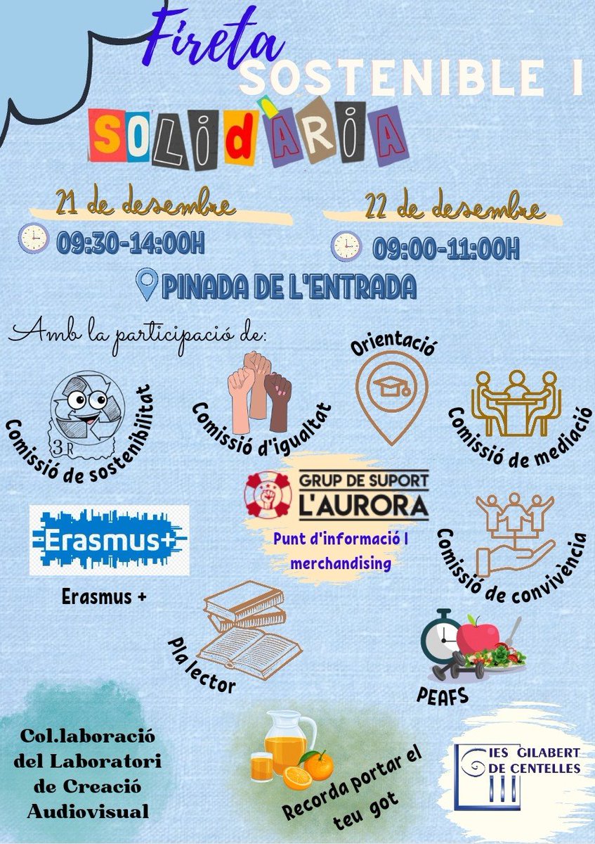 FIRETA SOSTENIBLE I SOLIDÀRIA (21 i 22 de desembre) portal.edu.gva.es/iesnules/2023/…