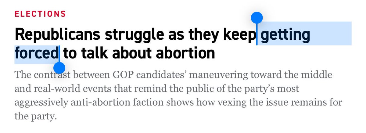 The reason Republicans keep “getting forced,” here is the laws they’ve passed, banning abortion are extremely unpopular even in Trump states. politico.com/news/2023/12/1…