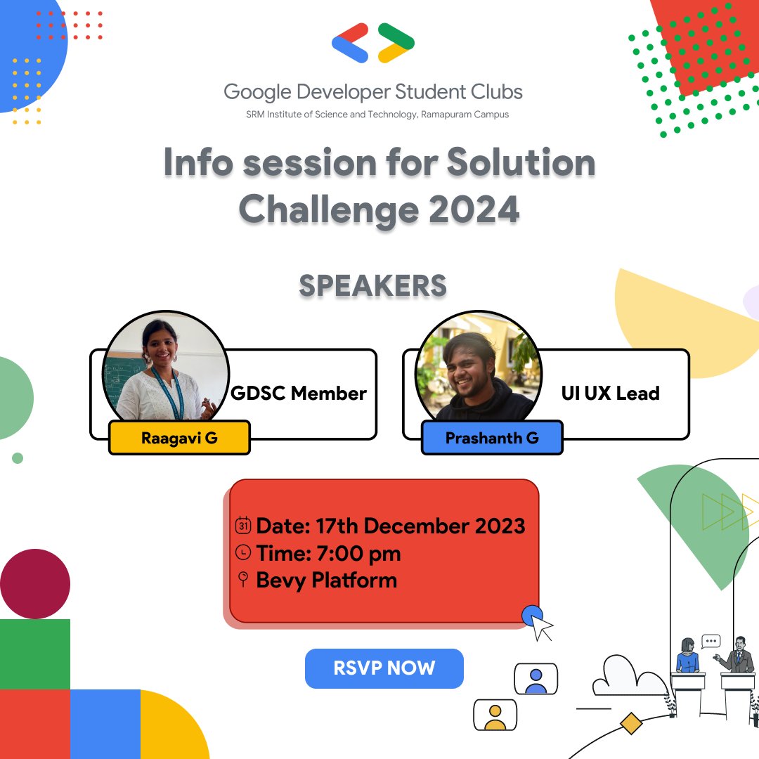 dscsrmrmp's tweet image. Hello Hackers, Join us for an exciting journey! Discover how to tackle the UN&apos;s 17 Sustainable Development Goals with Google tech at our exclusive Solution Challenge info session. Don&apos;t miss out on this opportunity to make a global impact!

Register Now-gdscsrmrmp.club/solution_chall…
