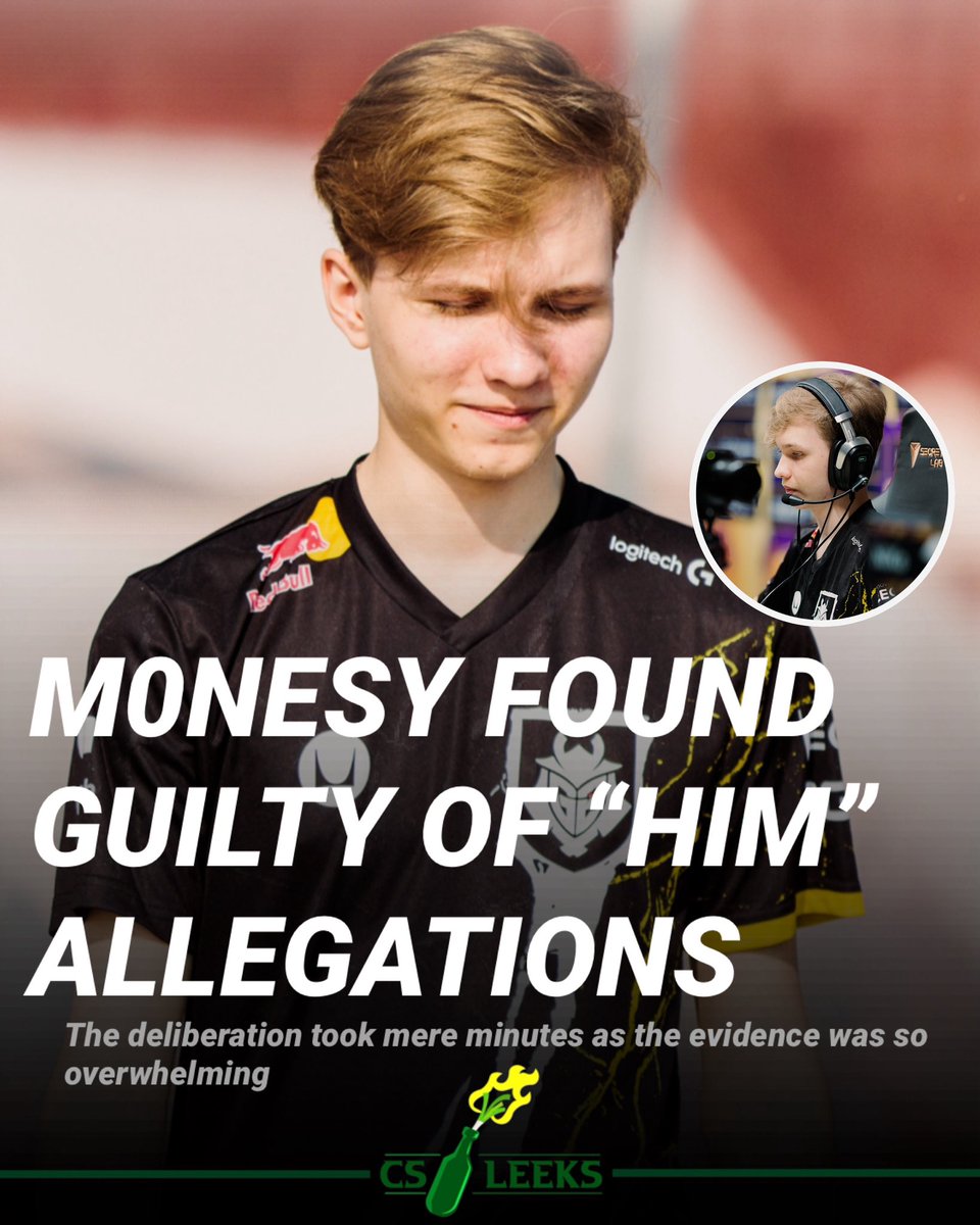 CS2Leeks's tweet image. REPORT: m0NESY fails to beat “him” allegations, sentenced to minimum of 3 years as “that guy”