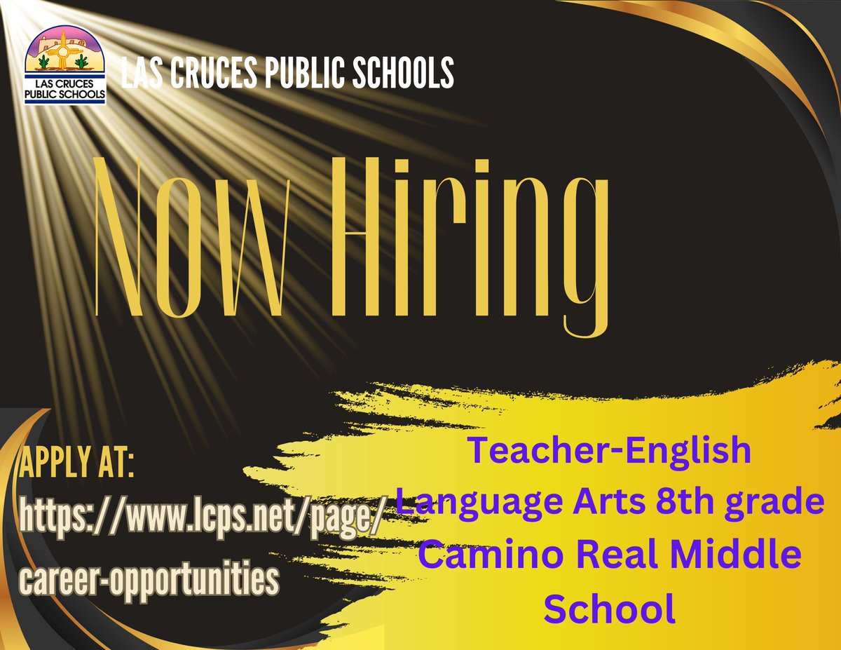 Join our team at Camino Real Middle School! We're seeking the most exceptional candidates for an 8th-grade Language Arts position. Apply now to become part of something extraordinary. #TeachersNeeded #EducationOpportunity buff.ly/3tfjfNP