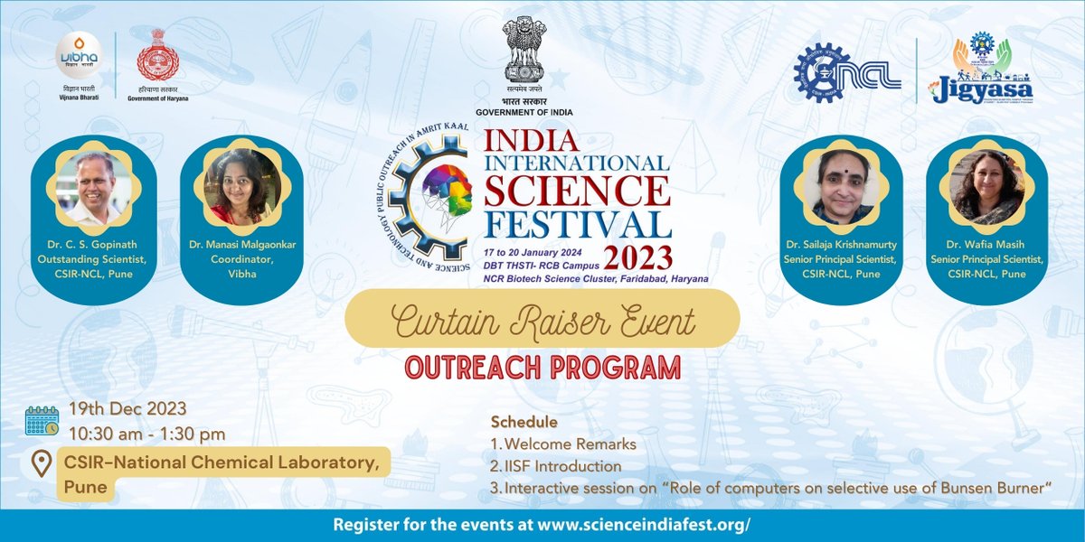 Wafia Masih (@wafiamasih) on Twitter photo Announcing #IISF2023 curtain raiser event with an enriching outreach session on 'Role of Computers - use of Bunsen Burner' <a href="/DrSailajaK/">Sailaja Krishnamurti</a>, an introduction <a href="/csir_ncl/">CSIR-National Chemical Laboratory</a> 's technologies & <a href="/CsirJigyasa/">CSIRJIGYASA</a> on 19Dec23 <a href="/DrSailajaK/">Sailaja Krishnamurti</a> <a href="/haryana_vibha/">Vigyan Bharati, Haryana 🇮🇳</a> <a href="/Manasi_vibha/">Manasi Malgaonkar</a> <a href="/AshishLele3467/">Ashish Lele</a>. Stay tuned... Announcing #IISF2023 curtain raiser event with an enriching outreach session on 'Role of Computers - use of Bunsen Burner' <a href="/DrSailajaK/">Sailaja Krishnamurti</a>, an introduction <a href="/csir_ncl/">CSIR-National Chemical Laboratory</a> 's technologies & <a href="/CsirJigyasa/">CSIRJIGYASA</a> on 19Dec23 <a href="/DrSailajaK/">Sailaja Krishnamurti</a> <a href="/haryana_vibha/">Vigyan Bharati, Haryana 🇮🇳</a> <a href="/Manasi_vibha/">Manasi Malgaonkar</a> <a href="/AshishLele3467/">Ashish Lele</a>. Stay tuned...