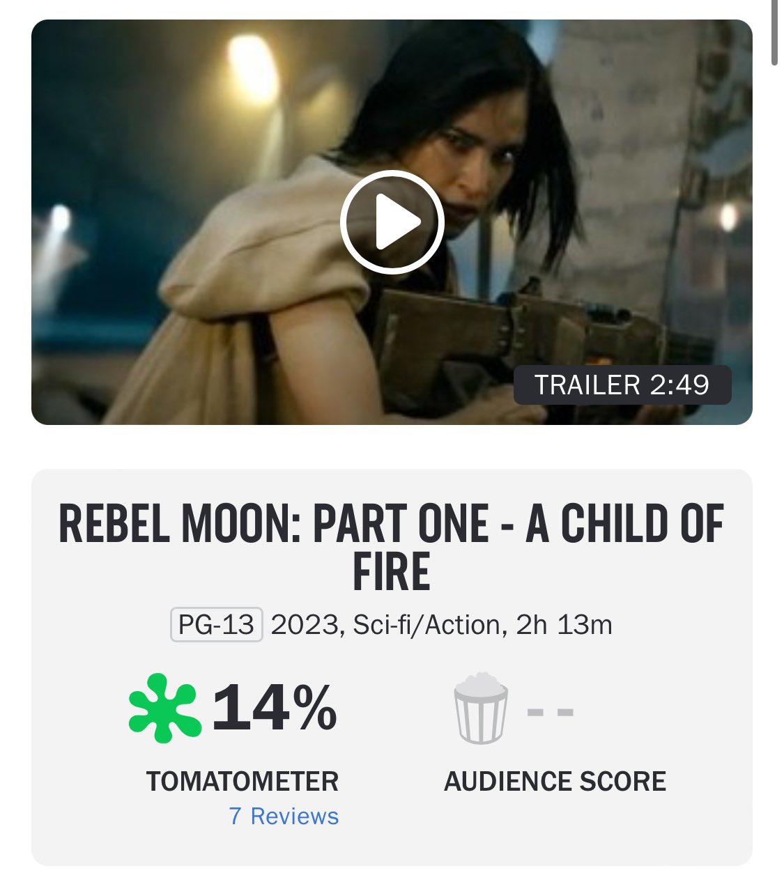 Rebel Moon - Parte 1: A Menina do Fogo, Trailer oficial